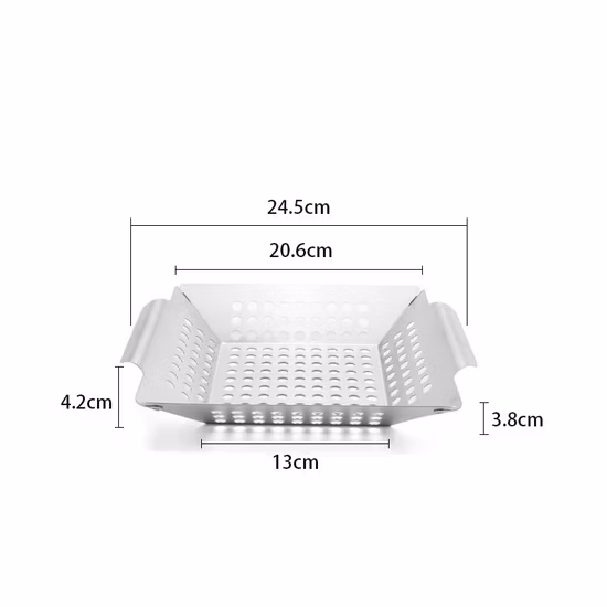 Vegetable Grilling Basket Stainless Steel Pure Grill BBQ Vegetable Grilling Basket - Stainless Steel Barbecue Pan Tray Esg15738