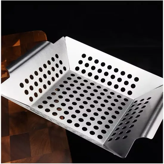 Vegetable Grilling Basket Stainless Steel Pure Grill BBQ Vegetable Grilling Basket - Stainless Steel Barbecue Pan Tray Esg15738