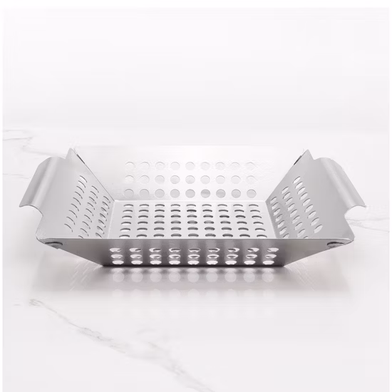 Vegetable Grilling Basket Stainless Steel Pure Grill BBQ Vegetable Grilling Basket - Stainless Steel Barbecue Pan Tray Esg15738